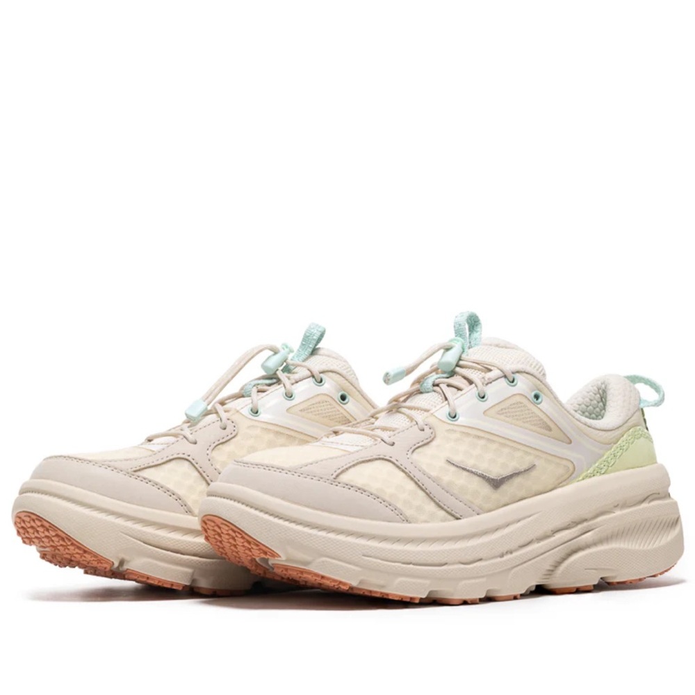 Hoka Bondi One One Cream and Mint Sneakers